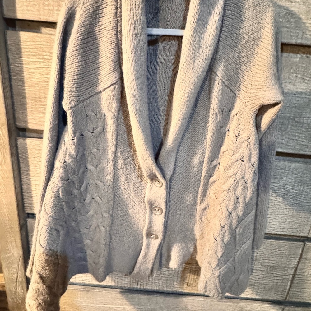 Free People Women's Beige Cable Knit Cardigan